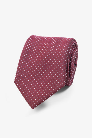 Tie - bordeaux/wit gestippeld
