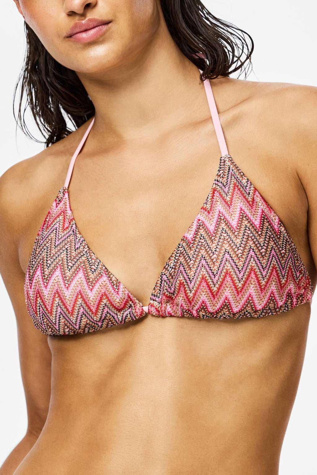 Haut Triangle Tricoté Ada Bikini - Rose Shadow - Motif Jacquard