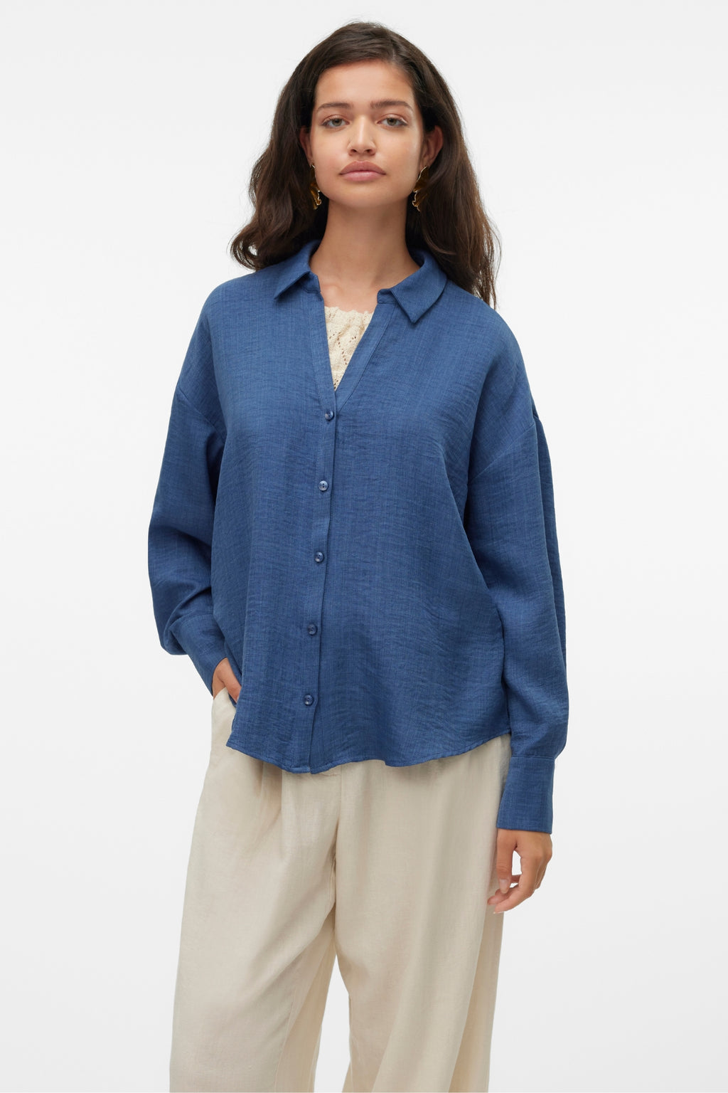 Melaney Queeny overhemd - Donker denim gemêleerd