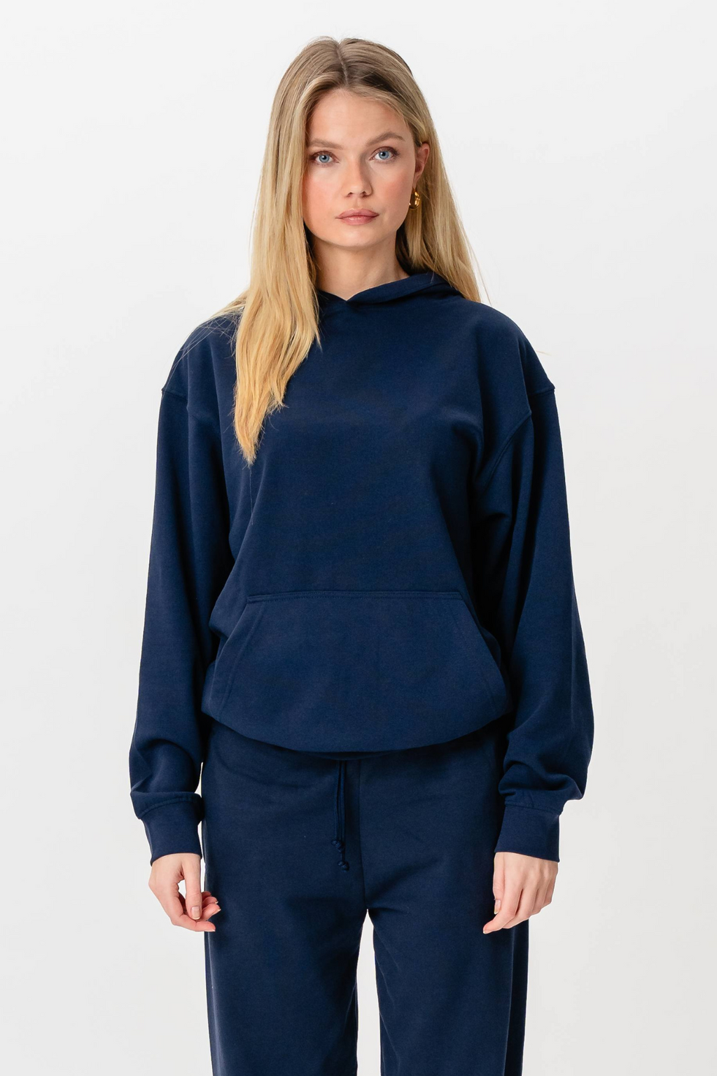 Hoodie Without Drawstring - Navy