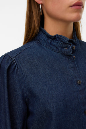 Atla Frill Dnm-shirt - donkerblauw denim