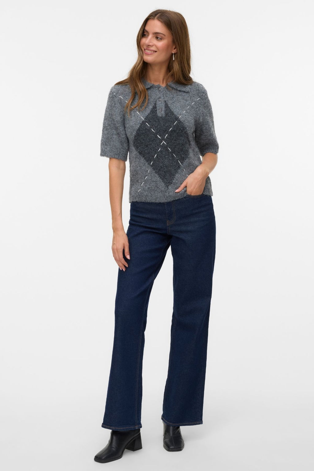 Bliss 2/4 Poloneck -pullover - Medium grijze melange