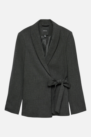 Bestie Loose Strap Blazer - Dark Gray Melange