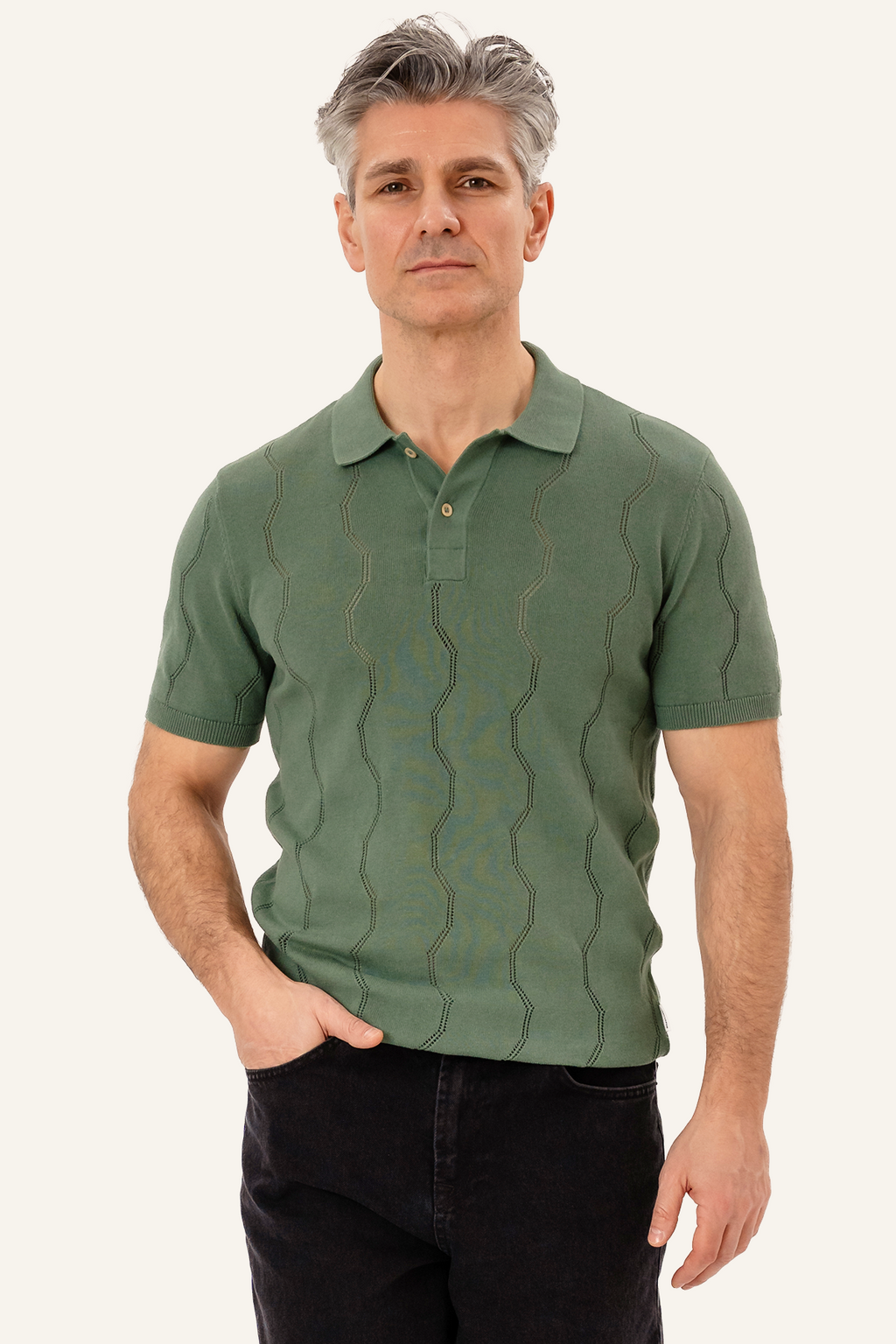 Duran gebreide polo - groen