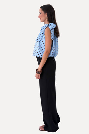 Haut Wilma - Bleu Clair/Pois Marron