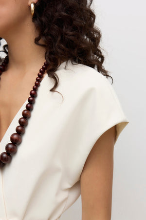 Gilet mi-long à col en V Vannah - Bouleau