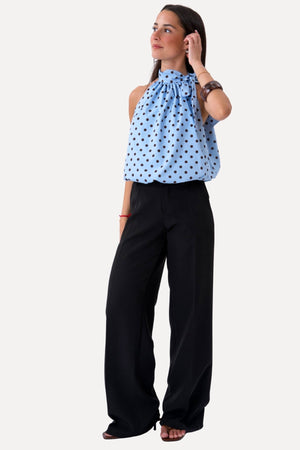 Haut Wilma - Bleu Clair/Pois Marron