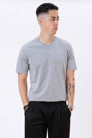 Basic T-shirt met V-hals - Oxford Grijs