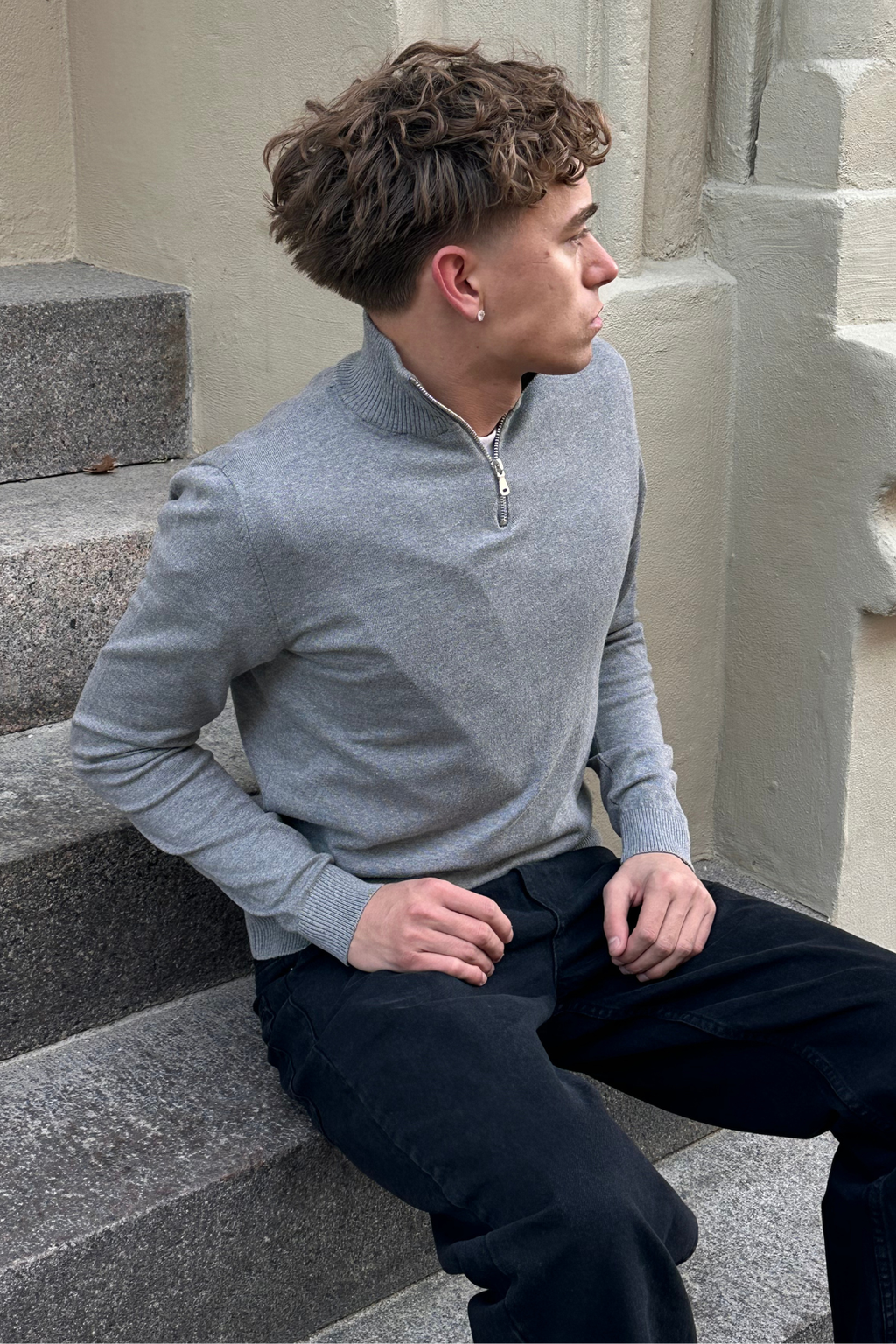 Pullover Half Zip - Grey Melange