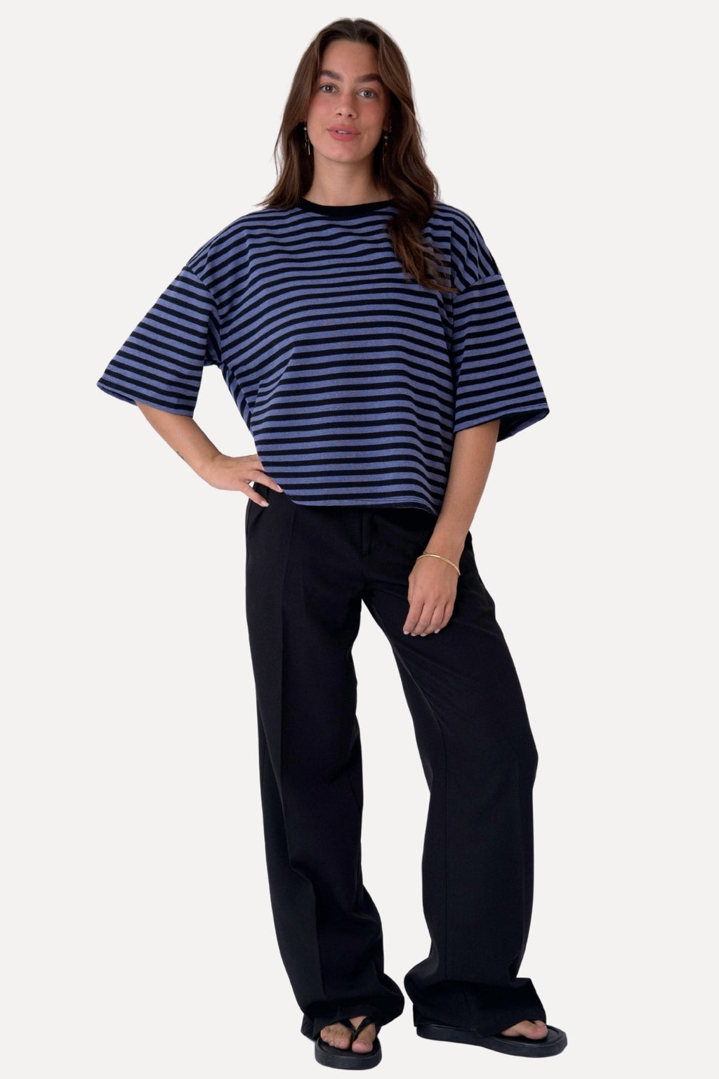 Zoe T-shirt - Zwart/Denimblauw