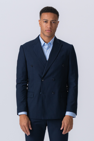 Premium Double-breasted Blazer - Navy