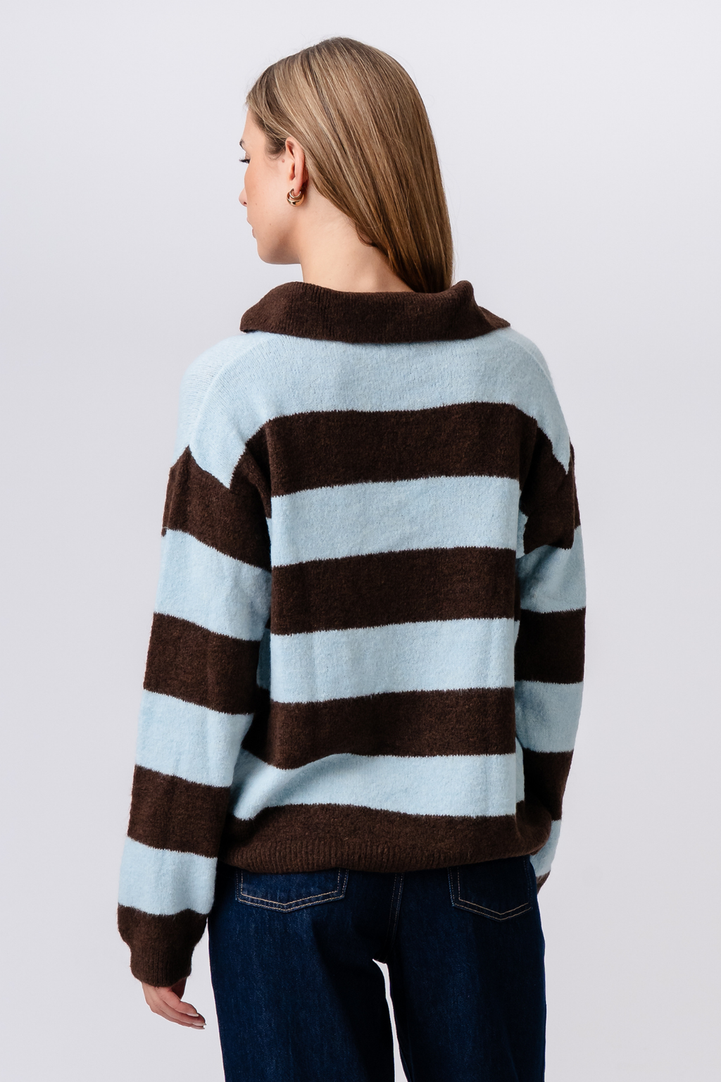Nora Knit - Brown/Light Blue