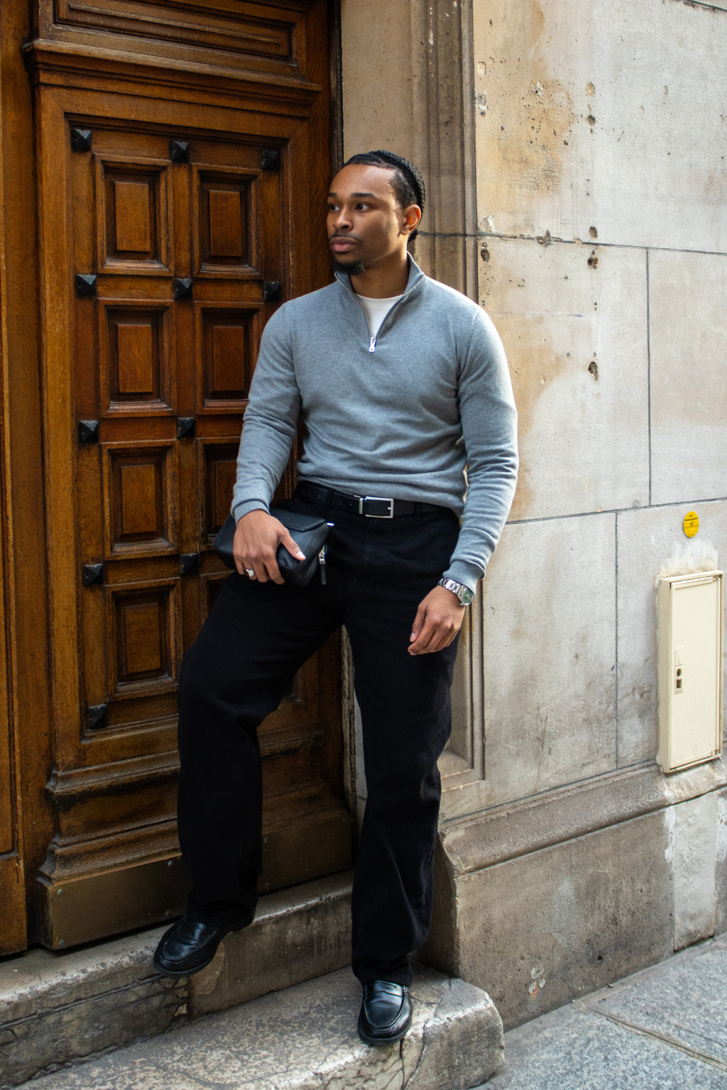 Pullover Half Zip - Mélange gris