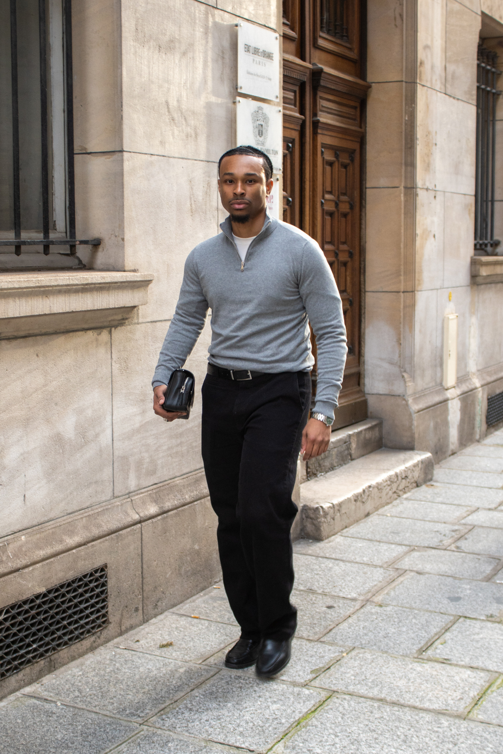 Pullover Half Zip - Mélange gris