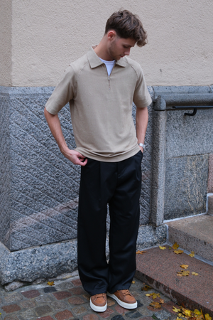 Enzo à manches courtes à moitié zip - Khaki