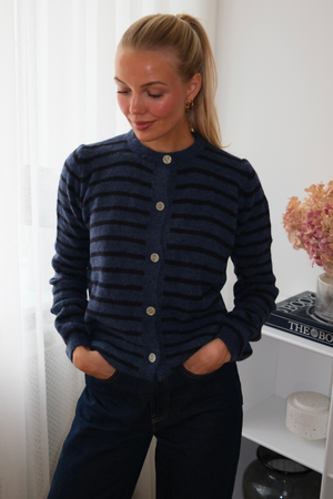 Cardigan en tricot rayé Cizette - Bleu/Bleu Profond