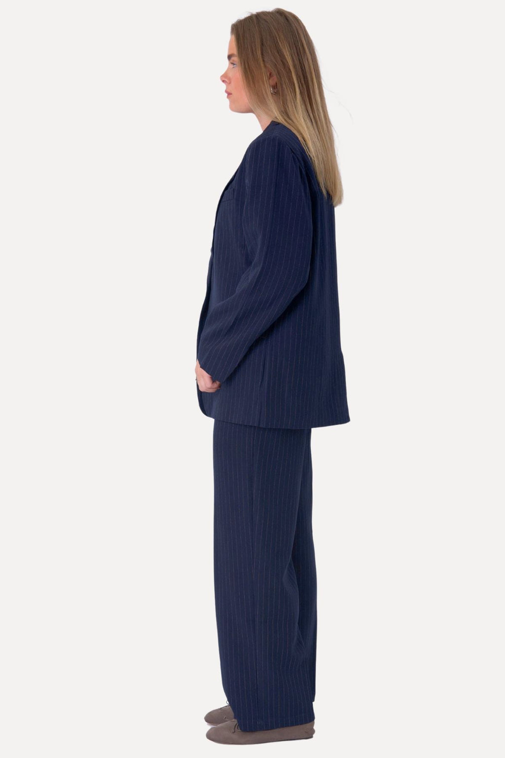 Oversized Blazer - marine krijtstreep