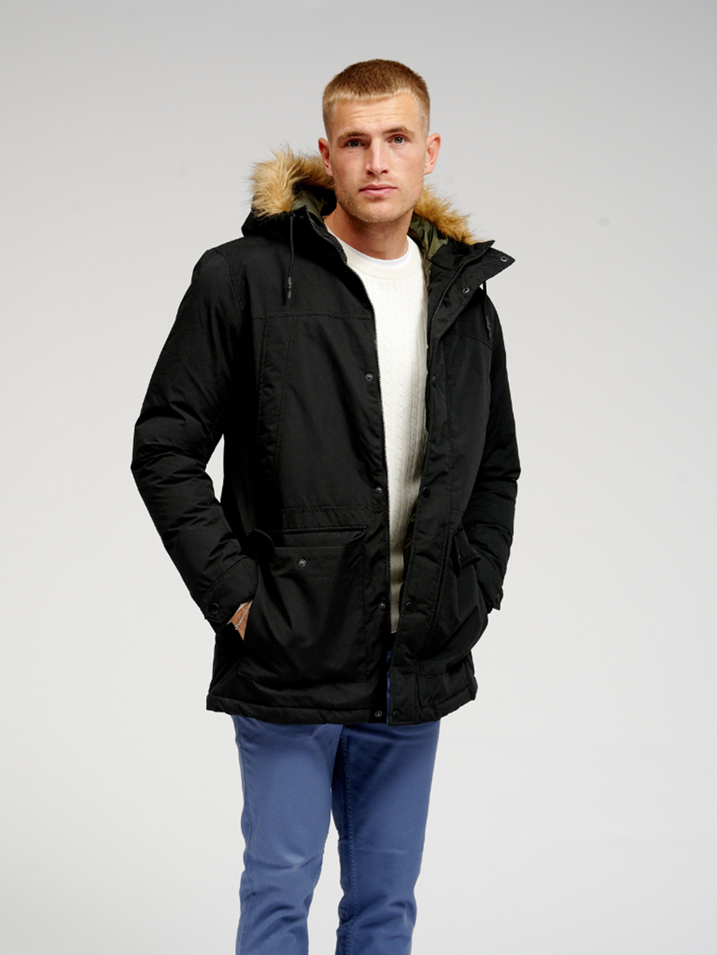 Classic Long Parka Jacket - Black