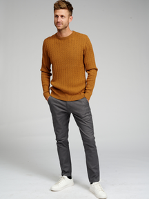 Cable Knit Crewneck - Light Brown