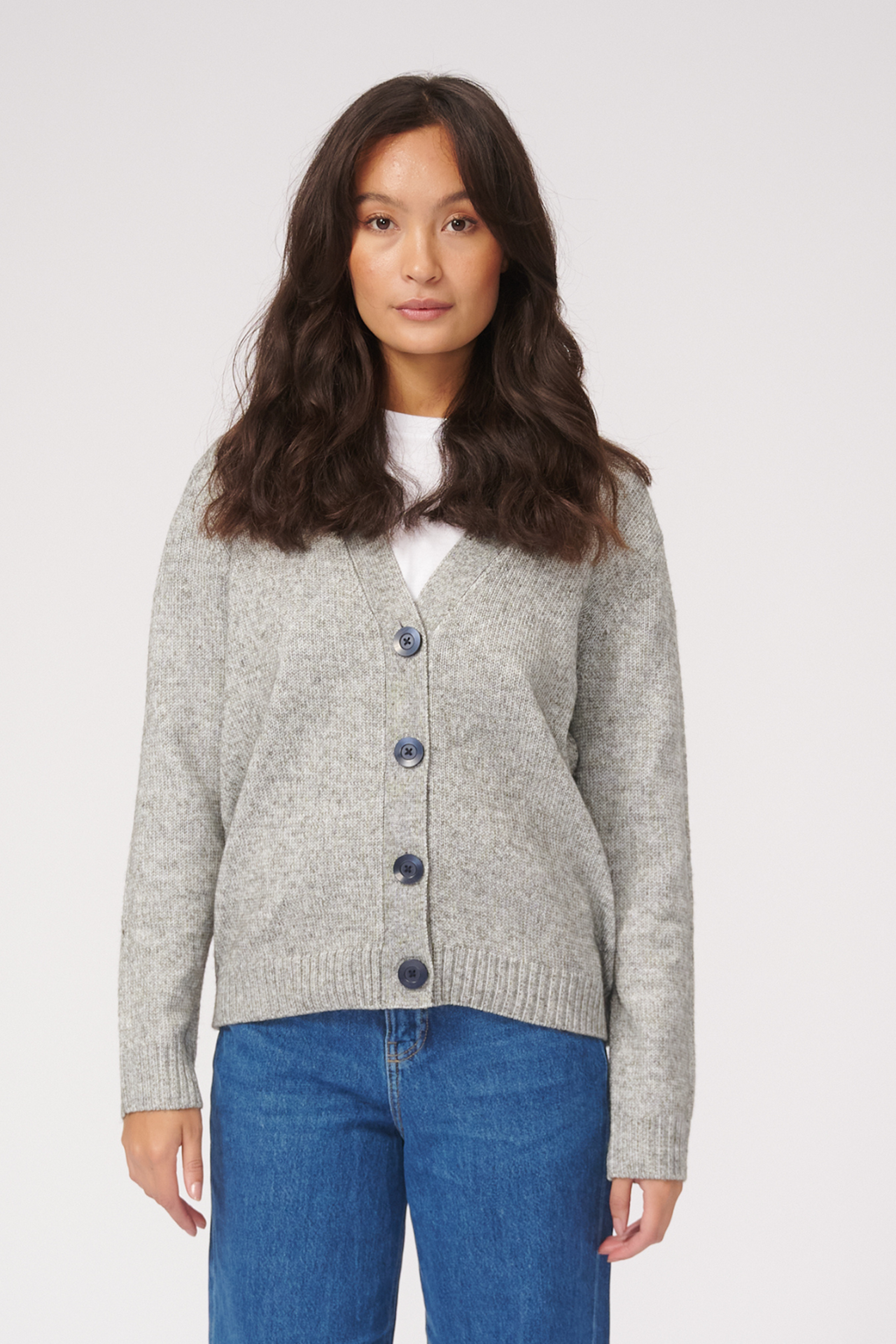 Cardigan tricoté - mélange gris clair