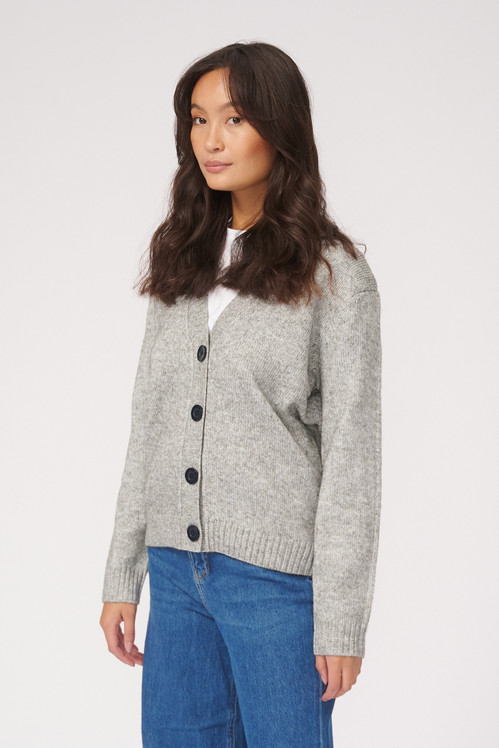 Cardigan tricoté - mélange gris clair