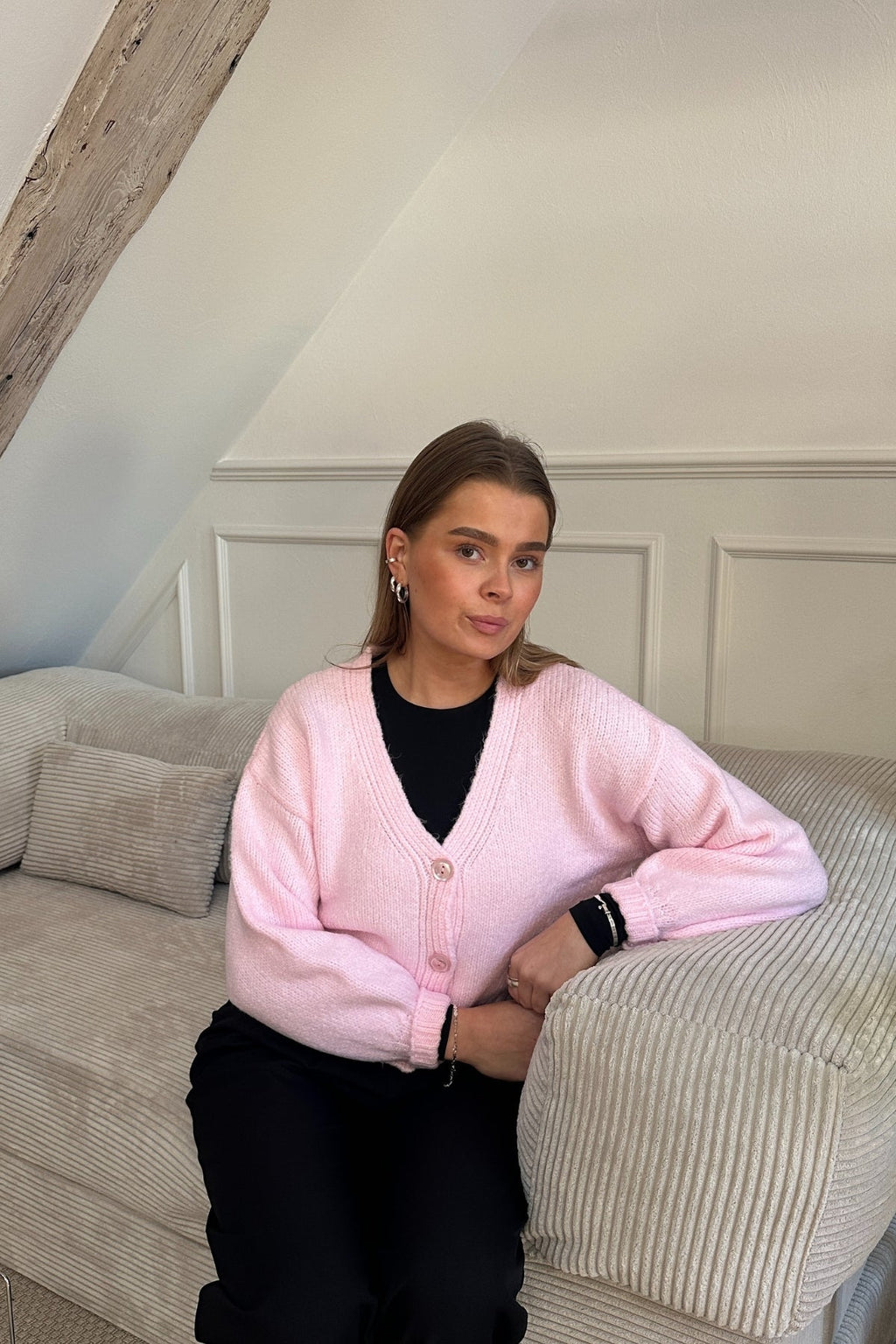 Vest met V-hals - Roze