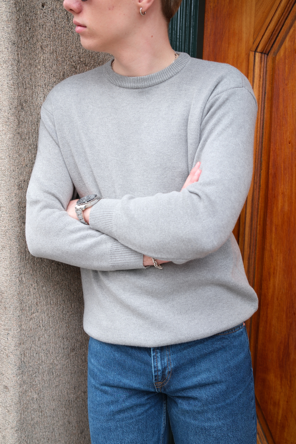 Crewneck Knit Sweater - lichtgrijs