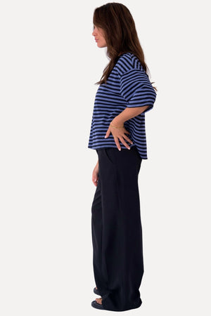 Zoe T-shirt - Zwart/Denimblauw