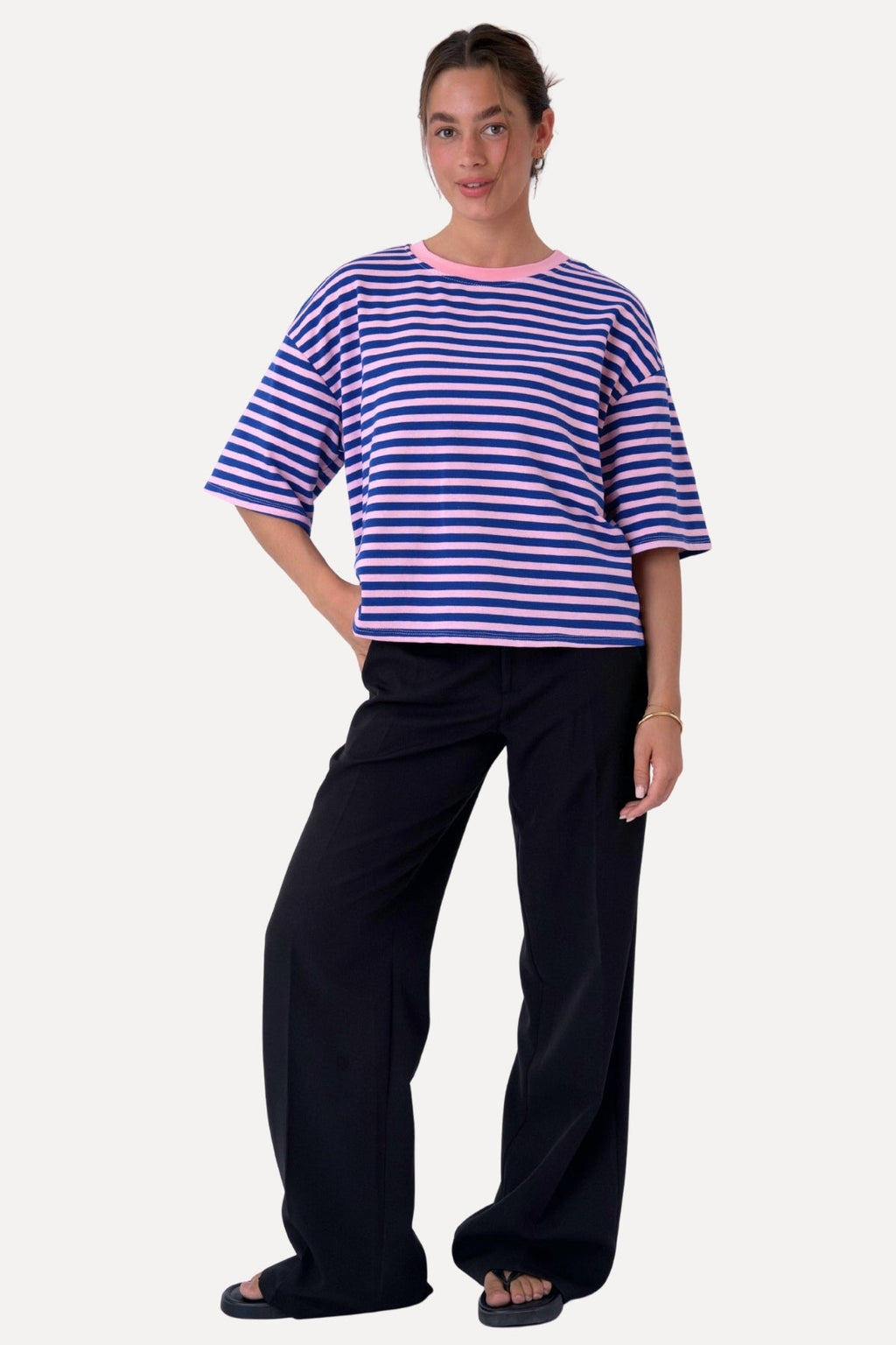 Zoe T-shirt - Blauw/Lichtroze
