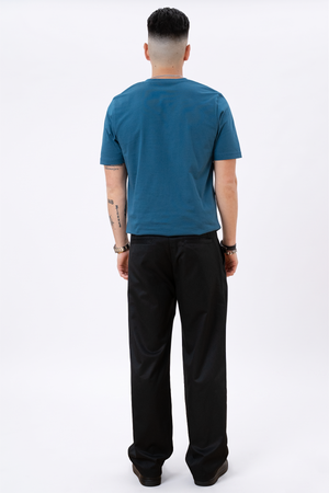 Basic T-shirt met V-hals - Petroleumblauw