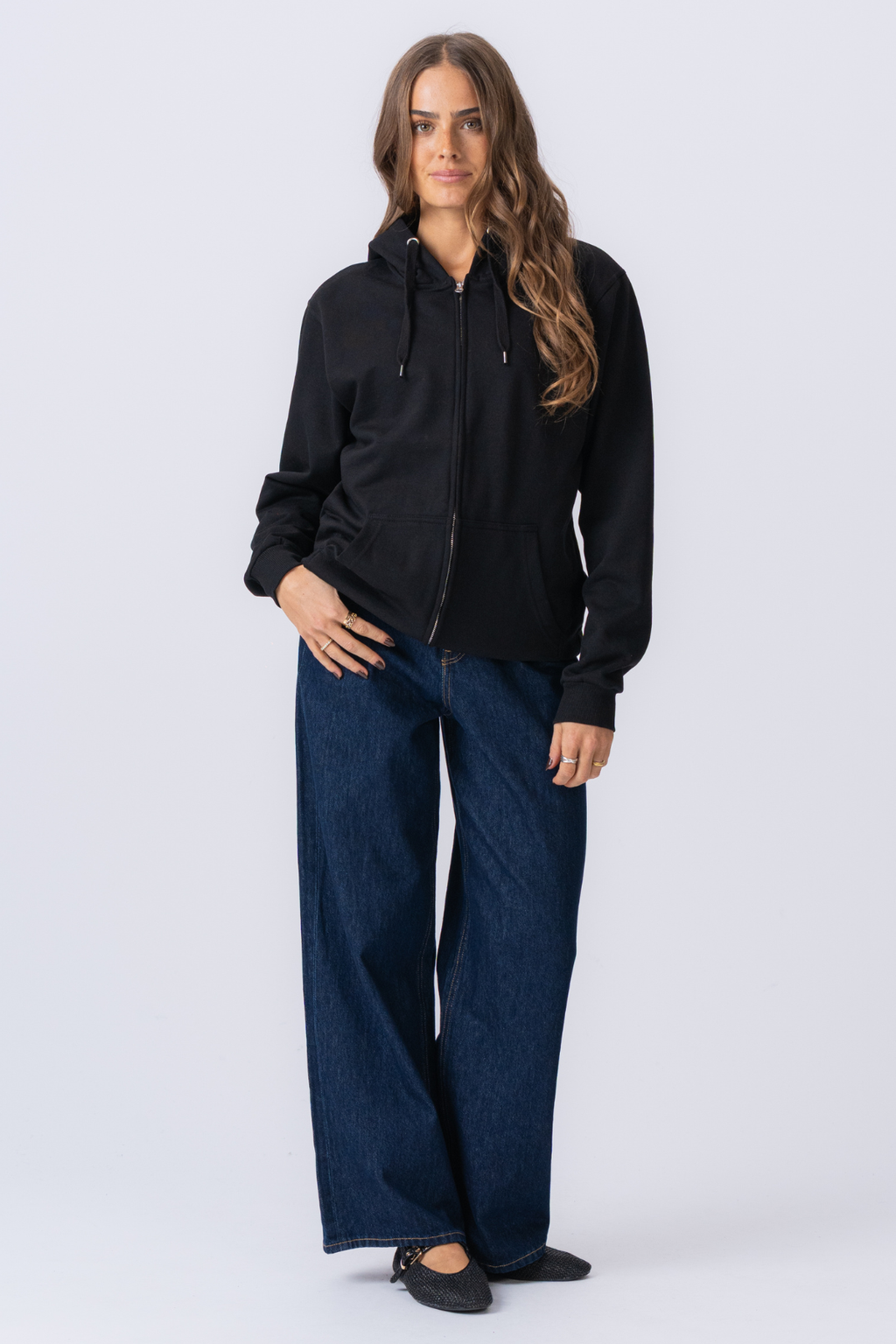 Hoodie zip de base - noir