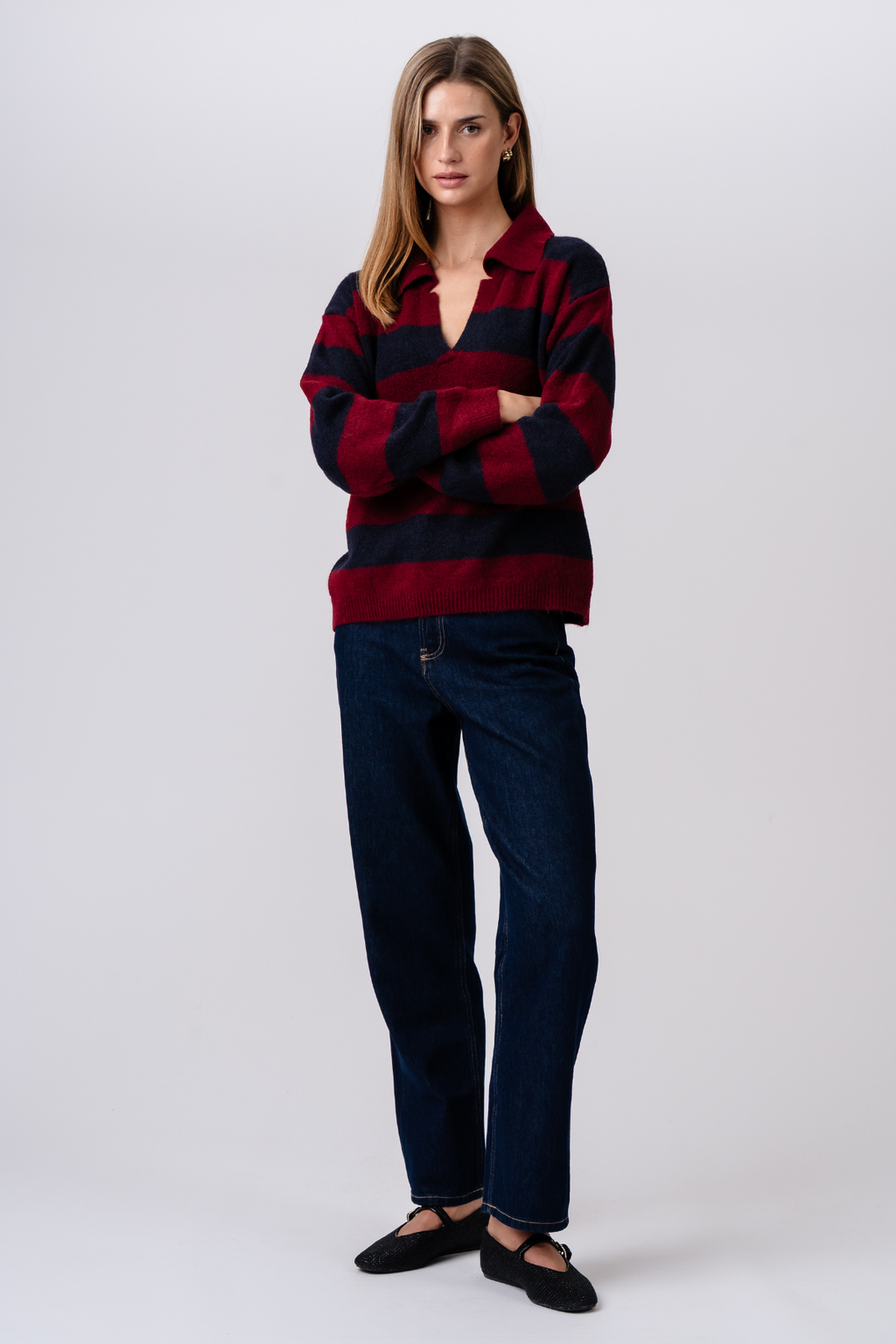 Nora Knit - Bourgogne/ Bleu Profond