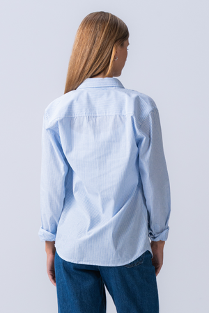 Boyfriend Oxford Shirt - Light Blue/White