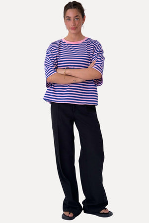 Zoe T-shirt - Blauw/Lichtroze