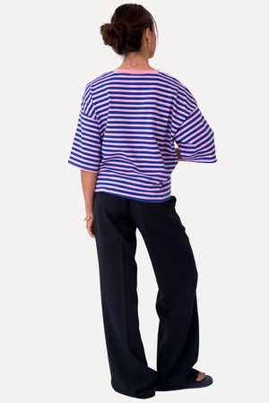 Zoe T-shirt - Blauw/Lichtroze