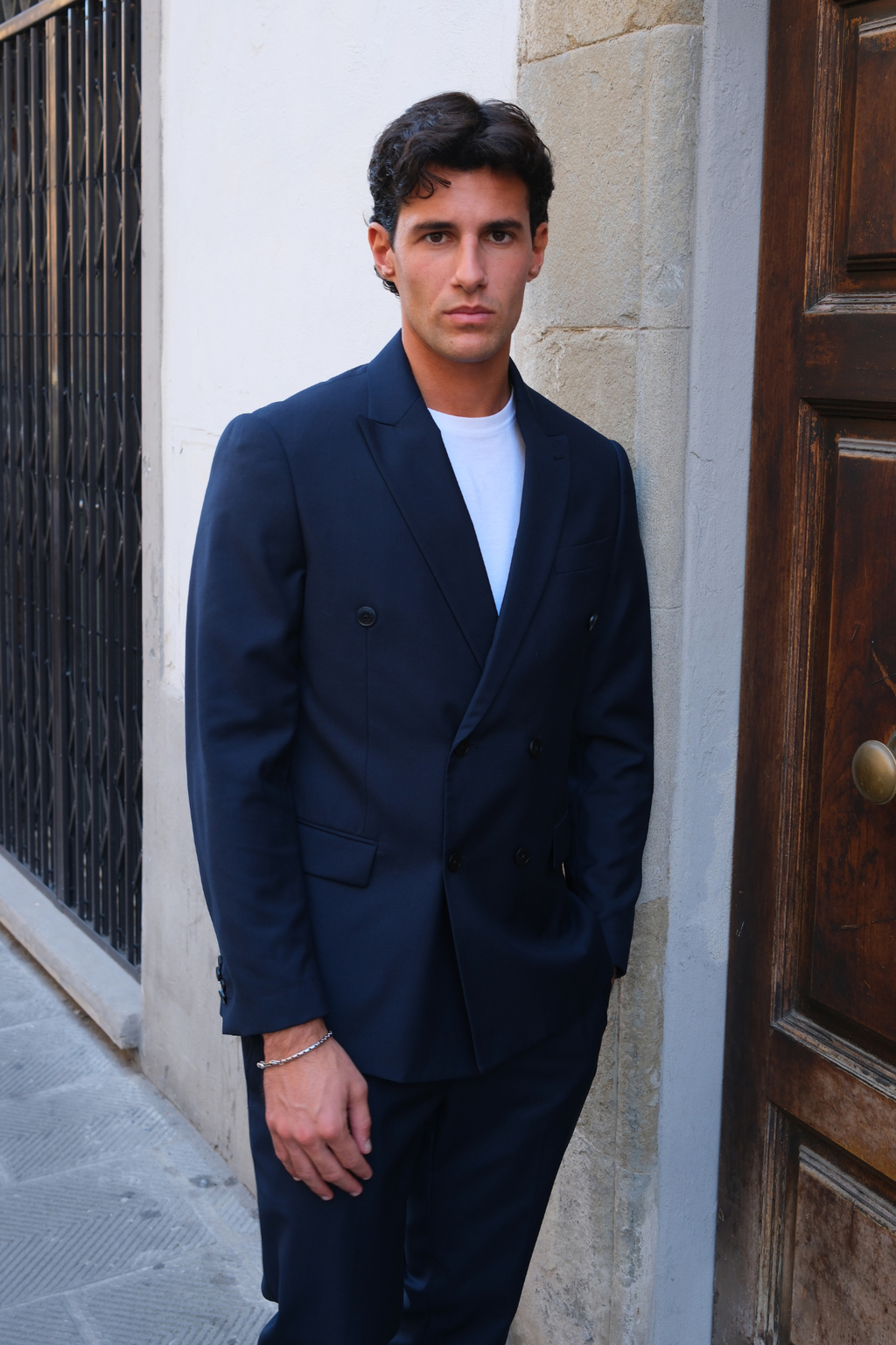 Premium Double-breasted Blazer - Navy