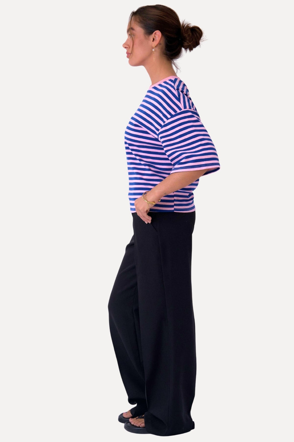 Zoe T-shirt - Blauw/Lichtroze