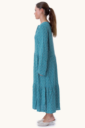 Anna long-sleeved dress - Teal Green