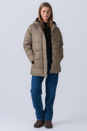 Long Puffer Jacket - Sand