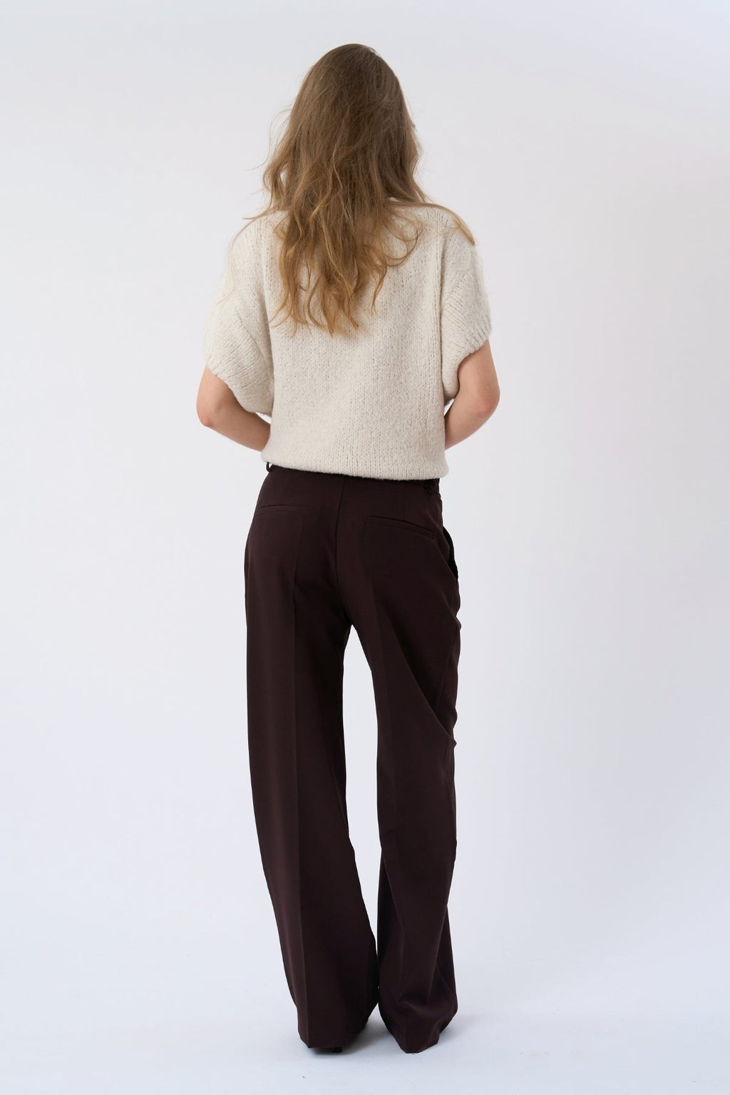 Chloe gebreide trui met korte mouwen - gebroken wit