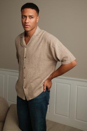 Shirt met korte mouwen - zand