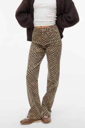 Tessa Wide Stretch Jeans - Zilver Mink Zebra