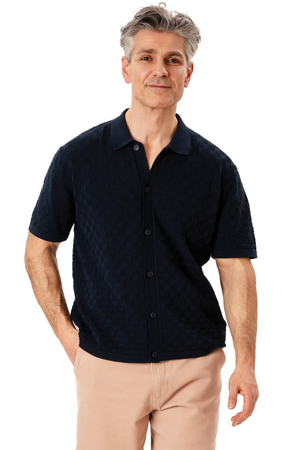 Darin gebreide polo - marineblauw