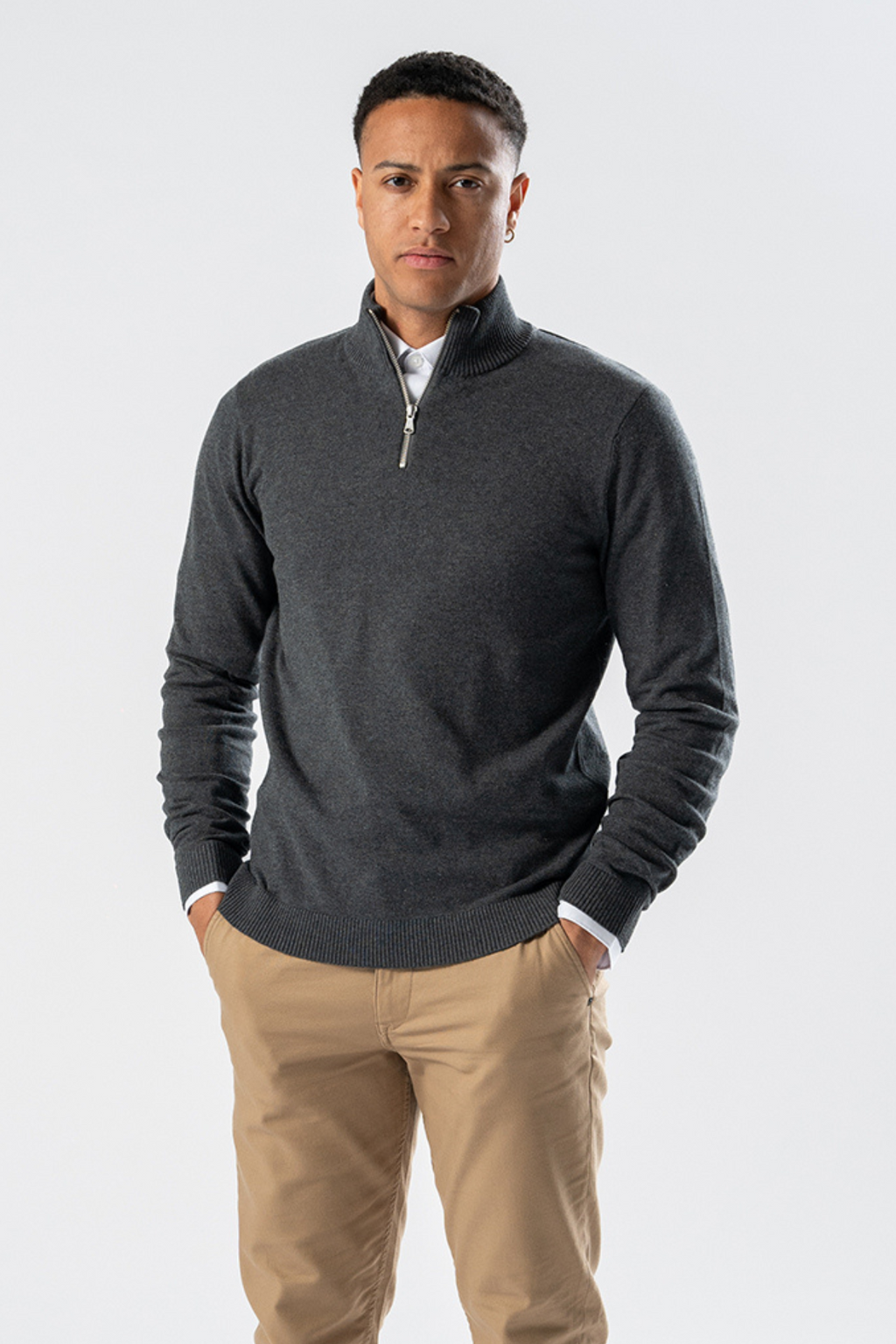 Pullover Half Zip - Mélange anthracite