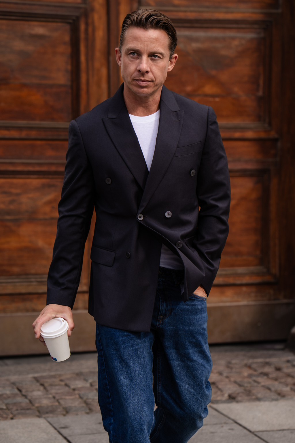 Premium Blazer à double poitrine - noir