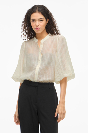 Top met strassknopen - berk