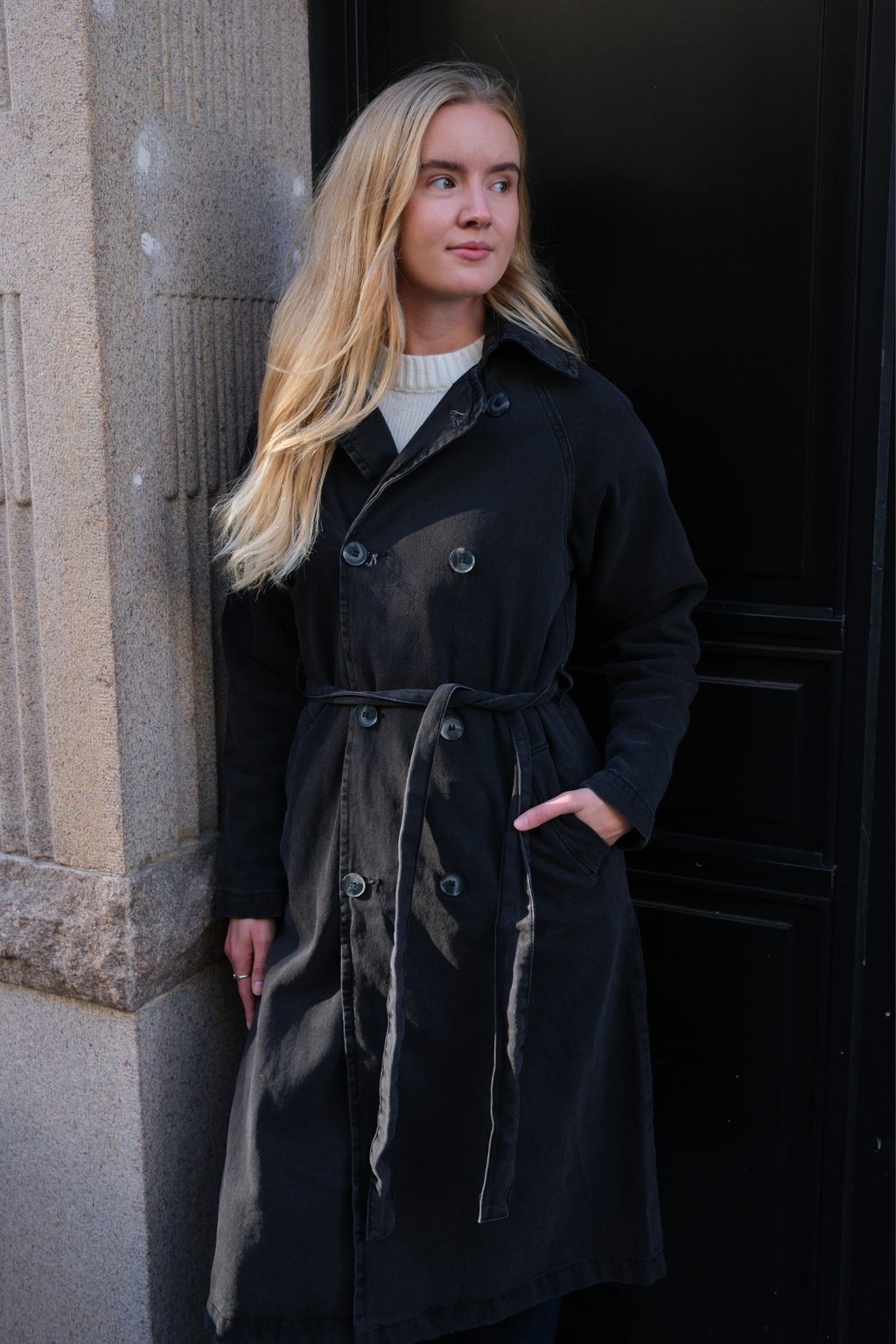 Denim Trenchcoat - Anthracite