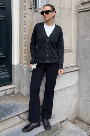 Gebreide vest - donkergrijze melange