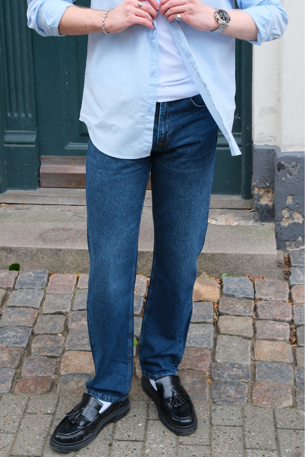 Ontspannen fit jeans - donkerblauwe denim
