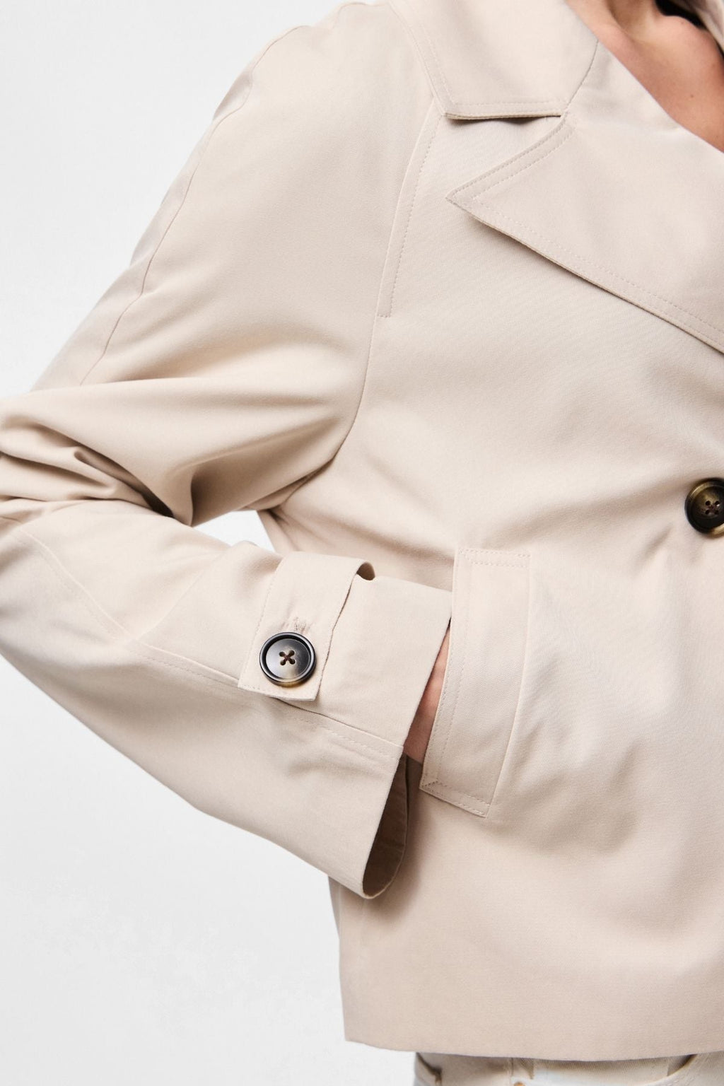 Scarlett Short Trenchcoat - Silver Grey